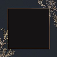Rectangle gold frame with floral outline vector