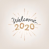 Golden shimmering welcome 2020 vector