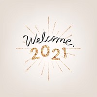 Shimmering golden welcome 2021 vector