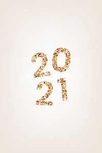 Festive golden shimmering 2021 vector