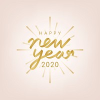 Golden happy new year 2020 vector