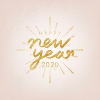 Happy New Year 2020 typography illustration