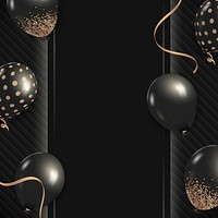 Black balloons frame psd new year party