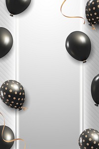 Black glitz party balloons frame on gray background design vector