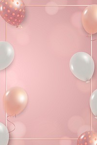 White and pink balloons frame design vector