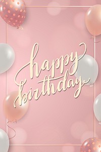 Birthday sign with balloons frame design vector