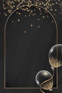 Sparkle new year balloons frame in black background
