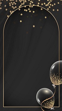 Golden rectangle balloons frame design mobile phone wallpaper vector