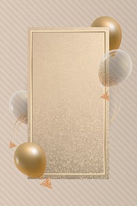 Elegant frame psd with golden balloons