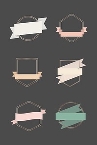 Gold frames with ribbon banners set vector