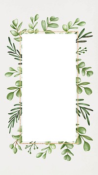 Green floral frame mobile phone wallpaper vector