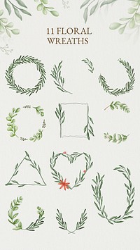 11 floral wreaths collection illustration