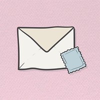 Envelope and stamp doodle template illustration