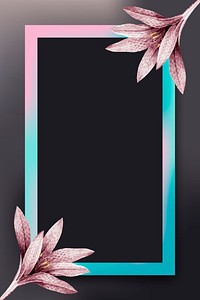 Pink flower with pink and blue frame vector