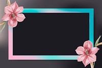 Pink amaryllis on pink and blue frame vector
