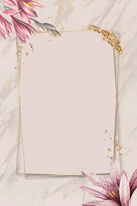 Pink amaryllis pattern with gold frame mockup