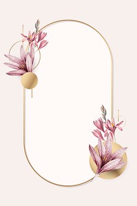 Pink amaryllis pattern with gold frame vector