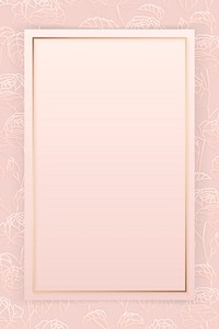 Rectangle gold frame on floral pattern pink background vector