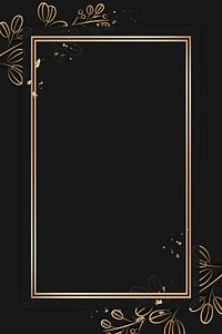 Rectangle gold frame on gold floral pattern on black background vector