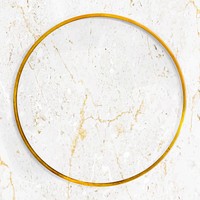 Round gold frame on white marble texture background vector