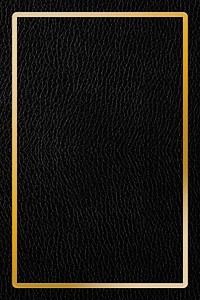 Gold frame on black leather background vector