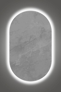 Oval white neon light frame template vector