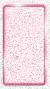 Rectangle pink neon frame mobile screen template vector