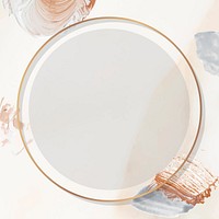 Round gold frame with paintbrush textured background vector