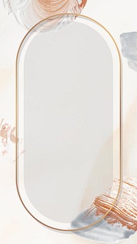 Oval gold frame with paintbrush textured mobile phone wallpaper vector