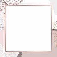 Square pink frame on botanical Memphis pattern background vector