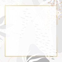 Square gold frame on botanical Memphis pattern background vector