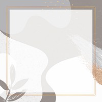 Square gold frame on botanical Memphis pattern background vector
