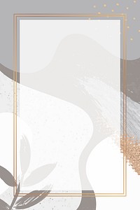 Rectangle gold frame on botanical Memphis pattern background vector