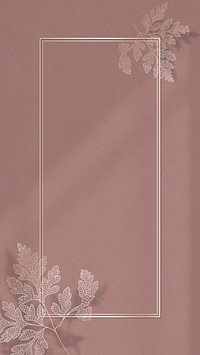 Gold frame with leaf pattern mobile phone wallpaper vector
