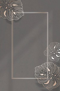 Gold frame with monstera leaf pattern background vector