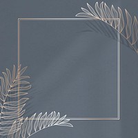 Gold frame with leaf pattern vector