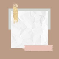 Crumpled white paper note with brushstroke vector