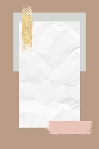 Crumpled white paper note with brushstroke vector