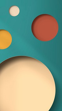 Colorful paper notched out round with drop shadow mobile phone wallpaper vector