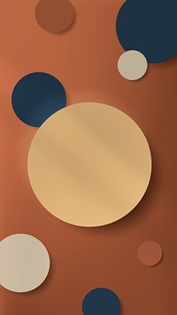Colorful round paper cut with drop shadow on orange background mobile phone wallpaper vector