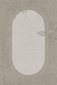 Gray floral oval frame vector