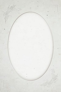 Gray floral oval frame vector