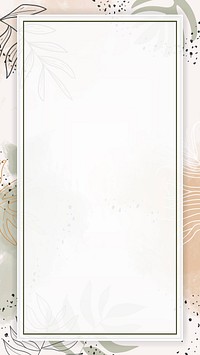 Beige rectangle watercolor frame mobile phone wallpaper vector
