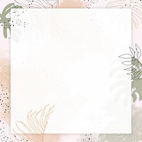 Leafy square watercolor frame vector