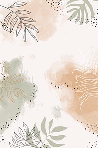 Beige leafy watercolor background vector