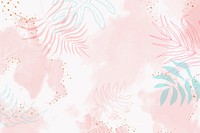 Pink leafy watercolor background vector