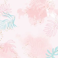 Pink leafy watercolor background vector