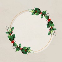 Festive golden Christmas wreath social ads template vector