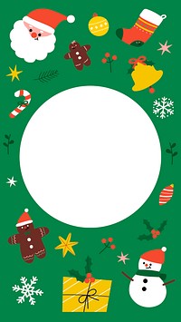 Round Christmas frame mobile wallpaper vector