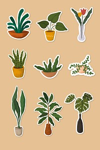 Indoor plants sticker collection
